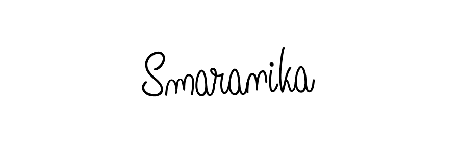 Make a beautiful signature design for name Smaranika. With this signature (Angelique-Rose-font-FFP) style, you can create a handwritten signature for free. Smaranika signature style 5 images and pictures png