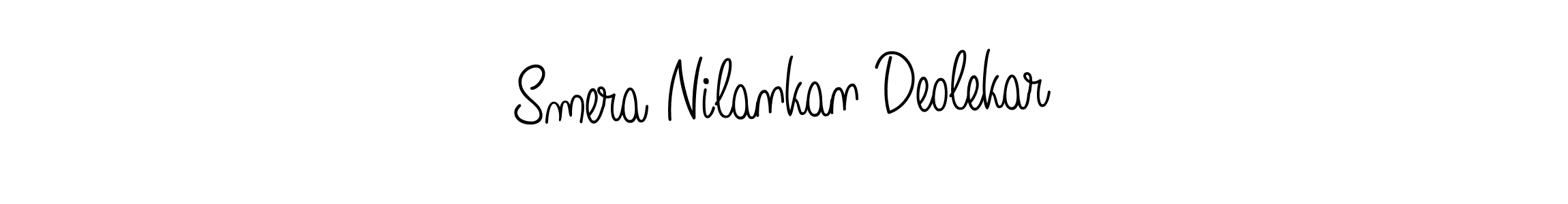 The best way (Angelique-Rose-font-FFP) to make a short signature is to pick only two or three words in your name. The name Smera Nilankan Deolekar include a total of six letters. For converting this name. Smera Nilankan Deolekar signature style 5 images and pictures png