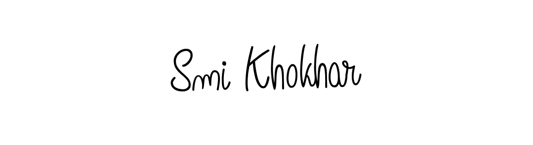 You should practise on your own different ways (Angelique-Rose-font-FFP) to write your name (Smi Khokhar) in signature. don't let someone else do it for you. Smi Khokhar signature style 5 images and pictures png
