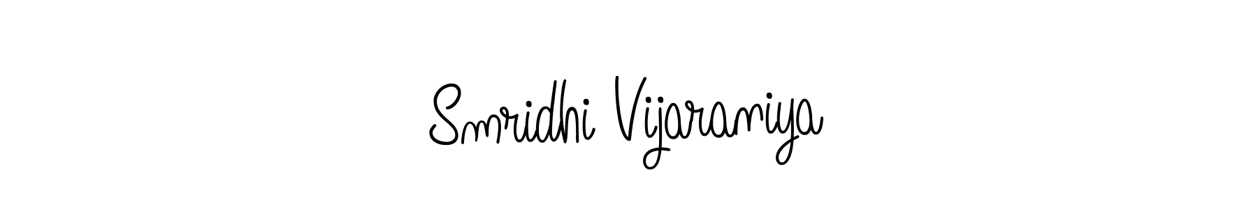 Make a beautiful signature design for name Smridhi Vijaraniya. With this signature (Angelique-Rose-font-FFP) style, you can create a handwritten signature for free. Smridhi Vijaraniya signature style 5 images and pictures png