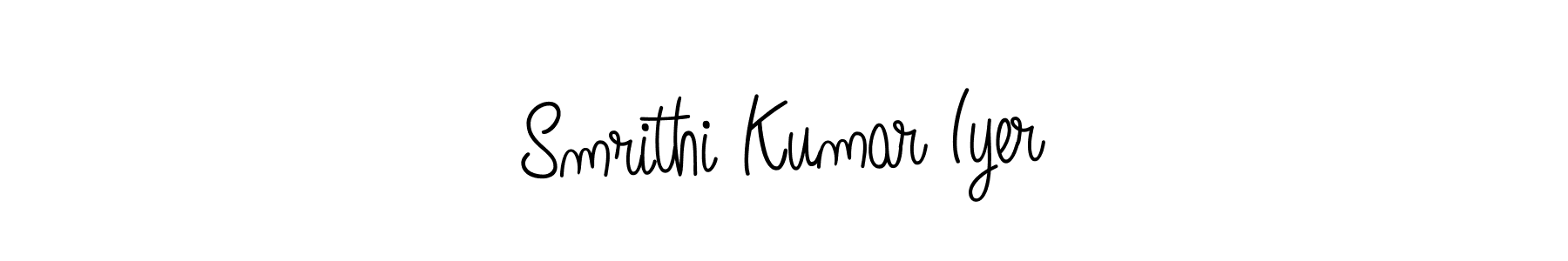 Smrithi Kumar Iyer stylish signature style. Best Handwritten Sign (Angelique-Rose-font-FFP) for my name. Handwritten Signature Collection Ideas for my name Smrithi Kumar Iyer. Smrithi Kumar Iyer signature style 5 images and pictures png