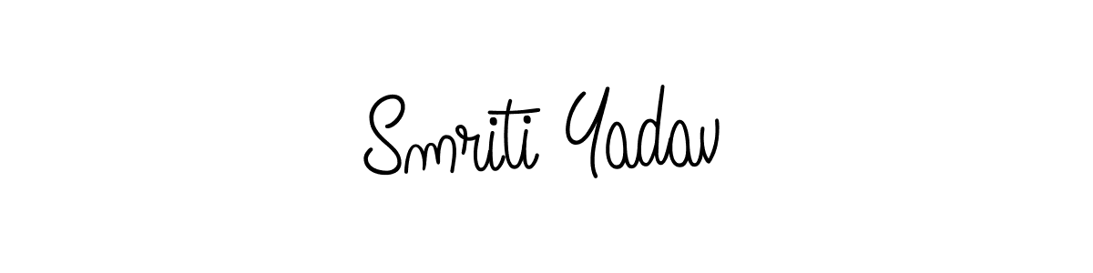 You should practise on your own different ways (Angelique-Rose-font-FFP) to write your name (Smriti Yadav) in signature. don't let someone else do it for you. Smriti Yadav signature style 5 images and pictures png