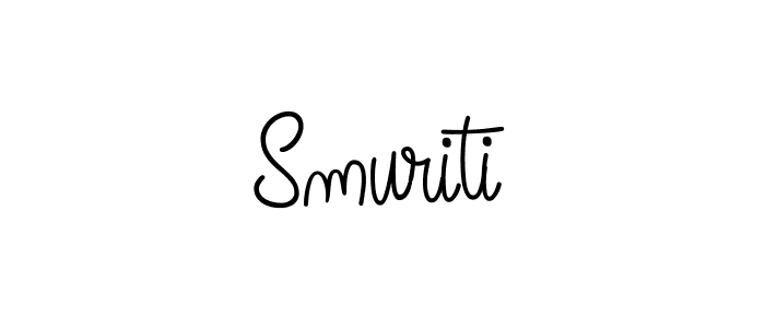 Use a signature maker to create a handwritten signature online. With this signature software, you can design (Angelique-Rose-font-FFP) your own signature for name Smuriti. Smuriti signature style 5 images and pictures png