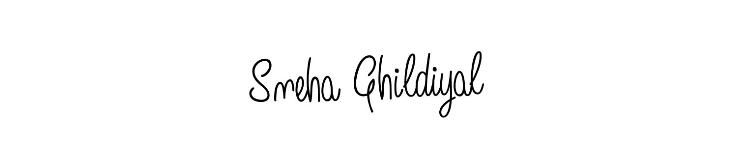 Make a beautiful signature design for name Sneha Ghildiyal. With this signature (Angelique-Rose-font-FFP) style, you can create a handwritten signature for free. Sneha Ghildiyal signature style 5 images and pictures png