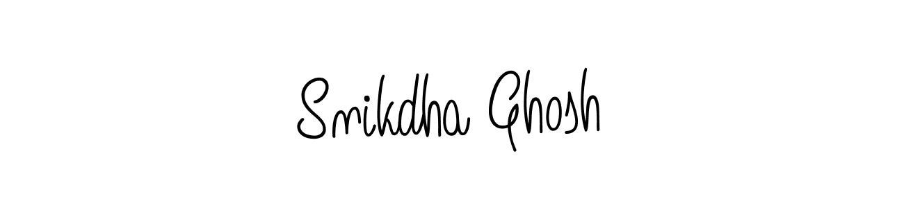 The best way (Angelique-Rose-font-FFP) to make a short signature is to pick only two or three words in your name. The name Snikdha Ghosh include a total of six letters. For converting this name. Snikdha Ghosh signature style 5 images and pictures png