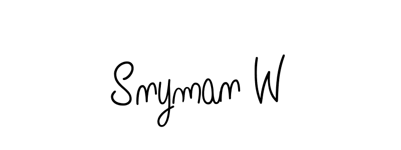 How to make Snyman W name signature. Use Angelique-Rose-font-FFP style for creating short signs online. This is the latest handwritten sign. Snyman W signature style 5 images and pictures png