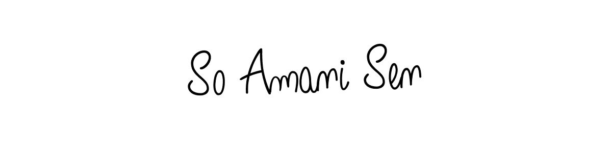 How to make So Amani Sen name signature. Use Angelique-Rose-font-FFP style for creating short signs online. This is the latest handwritten sign. So Amani Sen signature style 5 images and pictures png