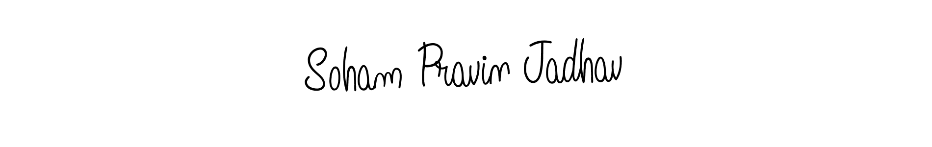 You should practise on your own different ways (Angelique-Rose-font-FFP) to write your name (Soham Pravin Jadhav) in signature. don't let someone else do it for you. Soham Pravin Jadhav signature style 5 images and pictures png