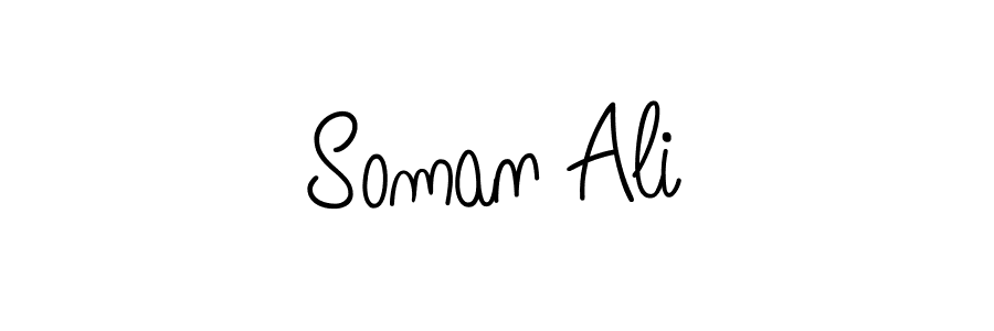 Use a signature maker to create a handwritten signature online. With this signature software, you can design (Angelique-Rose-font-FFP) your own signature for name Soman Ali. Soman Ali signature style 5 images and pictures png