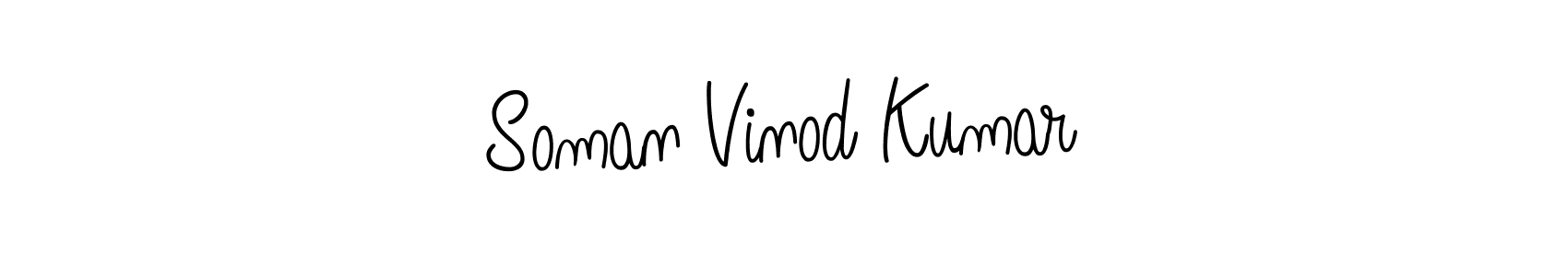 How to make Soman Vinod Kumar name signature. Use Angelique-Rose-font-FFP style for creating short signs online. This is the latest handwritten sign. Soman Vinod Kumar signature style 5 images and pictures png