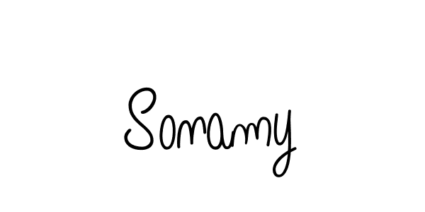 Use a signature maker to create a handwritten signature online. With this signature software, you can design (Angelique-Rose-font-FFP) your own signature for name Sonamy. Sonamy signature style 5 images and pictures png