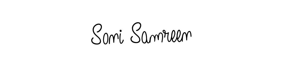 The best way (Angelique-Rose-font-FFP) to make a short signature is to pick only two or three words in your name. The name Soni Samreen include a total of six letters. For converting this name. Soni Samreen signature style 5 images and pictures png