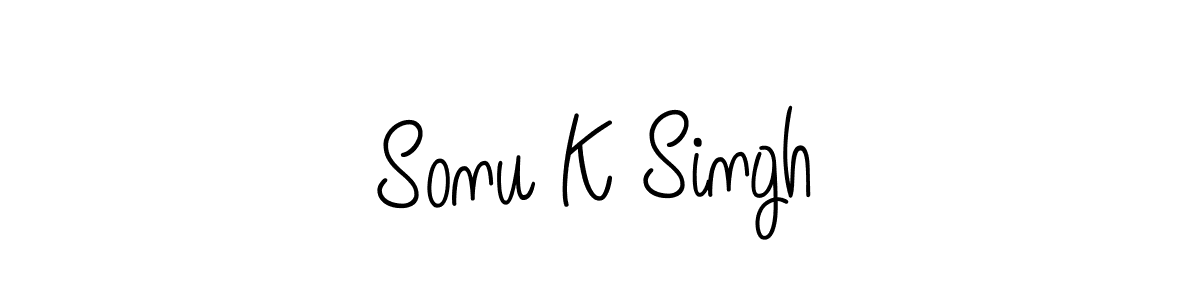 Make a beautiful signature design for name Sonu K Singh. With this signature (Angelique-Rose-font-FFP) style, you can create a handwritten signature for free. Sonu K Singh signature style 5 images and pictures png