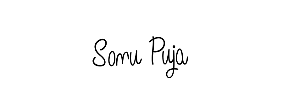 You should practise on your own different ways (Angelique-Rose-font-FFP) to write your name (Sonu Puja) in signature. don't let someone else do it for you. Sonu Puja signature style 5 images and pictures png