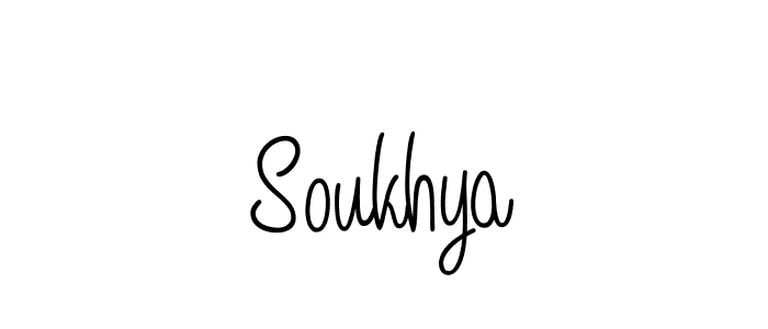 Make a beautiful signature design for name Soukhya. With this signature (Angelique-Rose-font-FFP) style, you can create a handwritten signature for free. Soukhya signature style 5 images and pictures png
