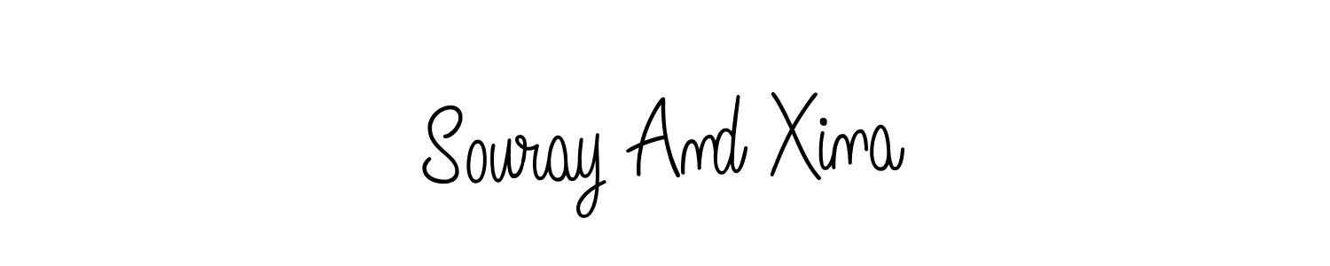 Make a beautiful signature design for name Souray And Xina. With this signature (Angelique-Rose-font-FFP) style, you can create a handwritten signature for free. Souray And Xina signature style 5 images and pictures png
