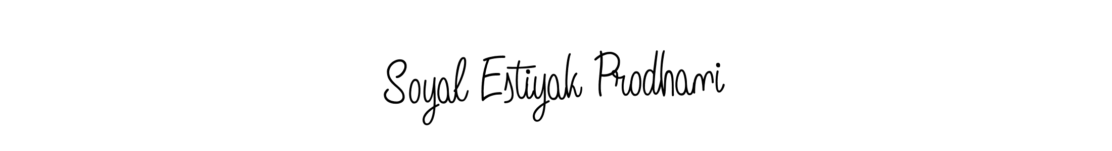 Create a beautiful signature design for name Soyal Estiyak Prodhani. With this signature (Angelique-Rose-font-FFP) fonts, you can make a handwritten signature for free. Soyal Estiyak Prodhani signature style 5 images and pictures png