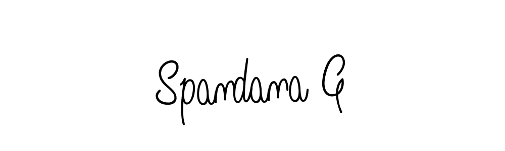 How to make Spandana G name signature. Use Angelique-Rose-font-FFP style for creating short signs online. This is the latest handwritten sign. Spandana G signature style 5 images and pictures png