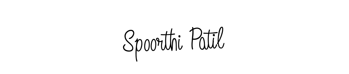 The best way (Angelique-Rose-font-FFP) to make a short signature is to pick only two or three words in your name. The name Spoorthi Patil include a total of six letters. For converting this name. Spoorthi Patil signature style 5 images and pictures png