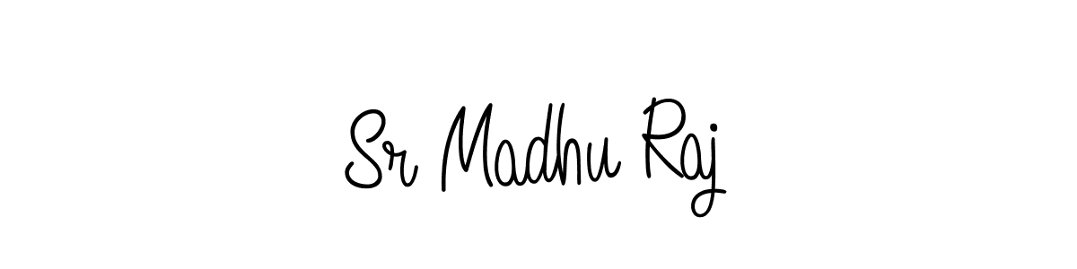 The best way (Angelique-Rose-font-FFP) to make a short signature is to pick only two or three words in your name. The name Sr Madhu Raj include a total of six letters. For converting this name. Sr Madhu Raj signature style 5 images and pictures png