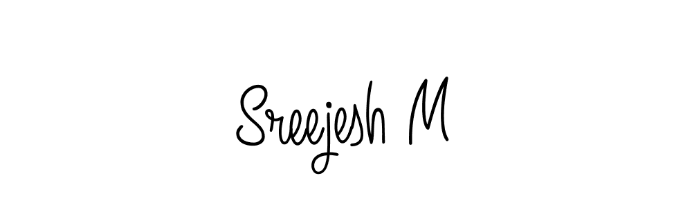 The best way (Angelique-Rose-font-FFP) to make a short signature is to pick only two or three words in your name. The name Sreejesh M include a total of six letters. For converting this name. Sreejesh M signature style 5 images and pictures png