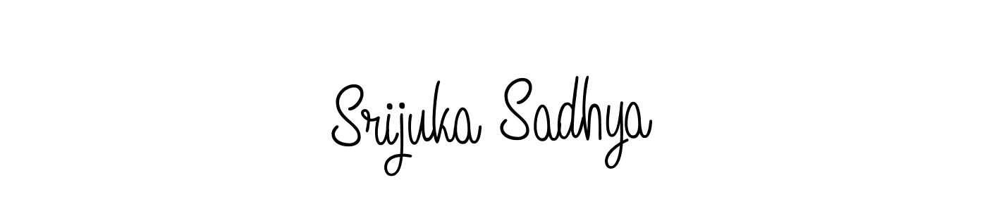 The best way (Angelique-Rose-font-FFP) to make a short signature is to pick only two or three words in your name. The name Srijuka Sadhya include a total of six letters. For converting this name. Srijuka Sadhya signature style 5 images and pictures png