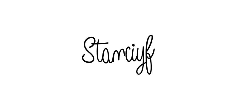 Make a beautiful signature design for name Stanciyf. With this signature (Angelique-Rose-font-FFP) style, you can create a handwritten signature for free. Stanciyf signature style 5 images and pictures png