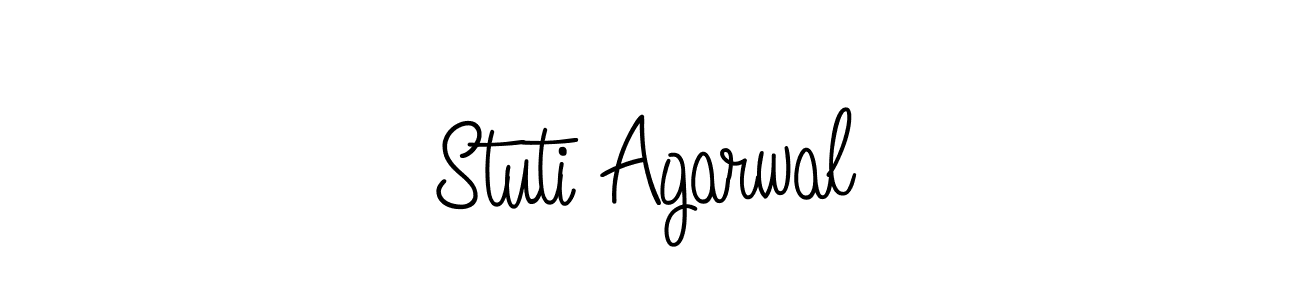 You should practise on your own different ways (Angelique-Rose-font-FFP) to write your name (Stuti Agarwal) in signature. don't let someone else do it for you. Stuti Agarwal signature style 5 images and pictures png