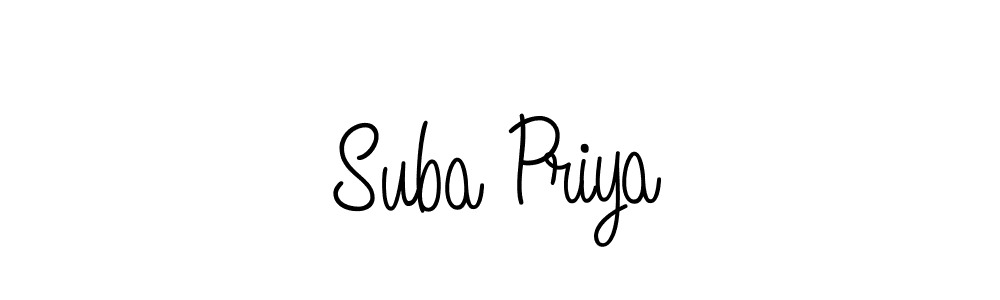 Design your own signature with our free online signature maker. With this signature software, you can create a handwritten (Angelique-Rose-font-FFP) signature for name Suba Priya. Suba Priya signature style 5 images and pictures png