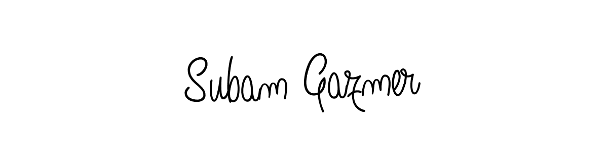 How to make Subam Gazmer signature? Angelique-Rose-font-FFP is a professional autograph style. Create handwritten signature for Subam Gazmer name. Subam Gazmer signature style 5 images and pictures png