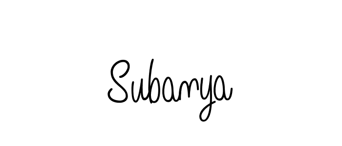 How to make Subanya name signature. Use Angelique-Rose-font-FFP style for creating short signs online. This is the latest handwritten sign. Subanya signature style 5 images and pictures png