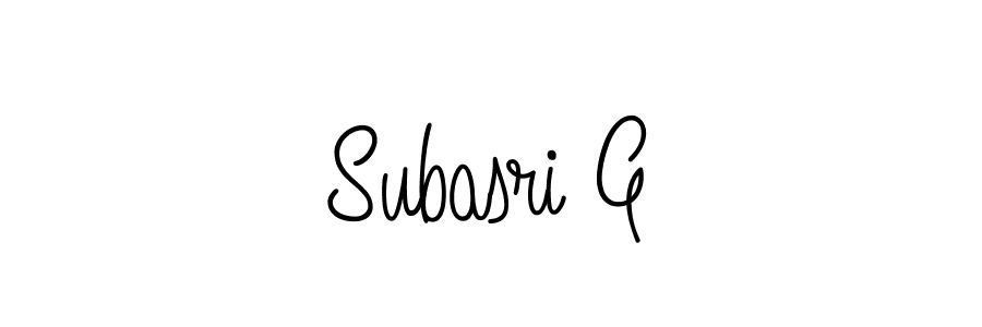 Use a signature maker to create a handwritten signature online. With this signature software, you can design (Angelique-Rose-font-FFP) your own signature for name Subasri G. Subasri G signature style 5 images and pictures png