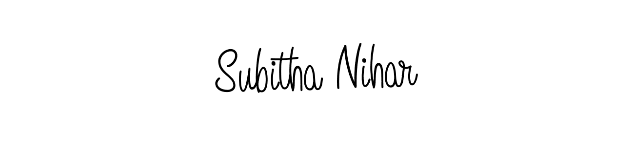 Make a short Subitha Nihar signature style. Manage your documents anywhere anytime using Angelique-Rose-font-FFP. Create and add eSignatures, submit forms, share and send files easily. Subitha Nihar signature style 5 images and pictures png