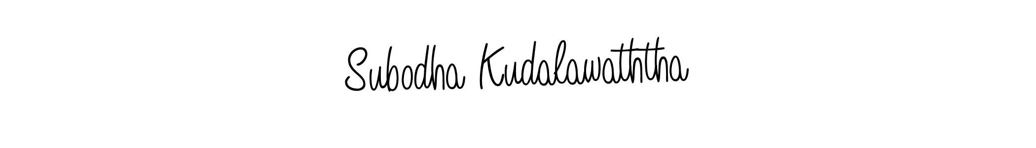 Use a signature maker to create a handwritten signature online. With this signature software, you can design (Angelique-Rose-font-FFP) your own signature for name Subodha Kudalawaththa. Subodha Kudalawaththa signature style 5 images and pictures png