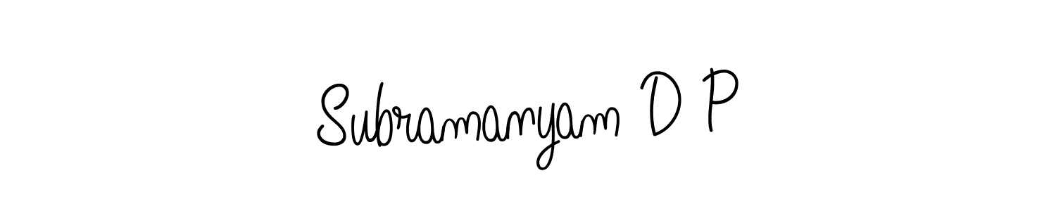 Use a signature maker to create a handwritten signature online. With this signature software, you can design (Angelique-Rose-font-FFP) your own signature for name Subramanyam D P. Subramanyam D P signature style 5 images and pictures png