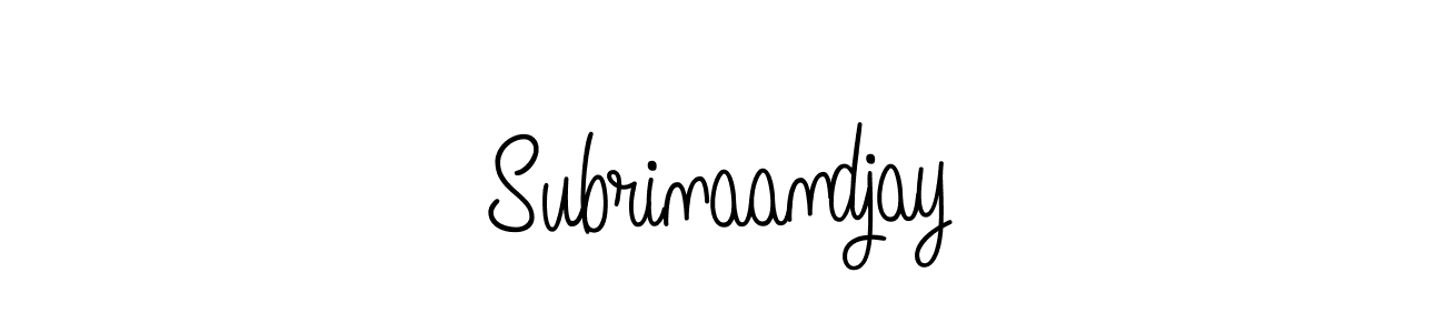 Create a beautiful signature design for name Subrinaandjay. With this signature (Angelique-Rose-font-FFP) fonts, you can make a handwritten signature for free. Subrinaandjay signature style 5 images and pictures png