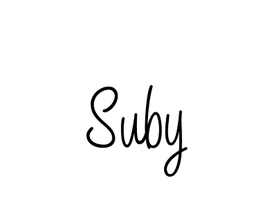 You should practise on your own different ways (Angelique-Rose-font-FFP) to write your name (Suby) in signature. don't let someone else do it for you. Suby signature style 5 images and pictures png