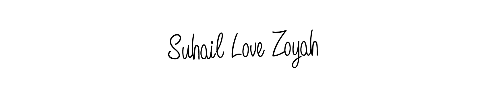 The best way (Angelique-Rose-font-FFP) to make a short signature is to pick only two or three words in your name. The name Suhail Love Zoyah include a total of six letters. For converting this name. Suhail Love Zoyah signature style 5 images and pictures png