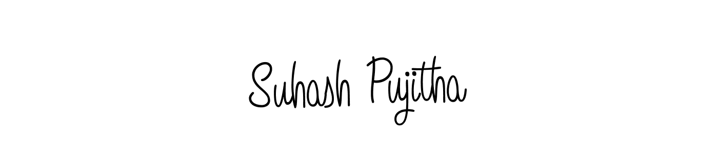 Also You can easily find your signature by using the search form. We will create Suhash Pujitha name handwritten signature images for you free of cost using Angelique-Rose-font-FFP sign style. Suhash Pujitha signature style 5 images and pictures png