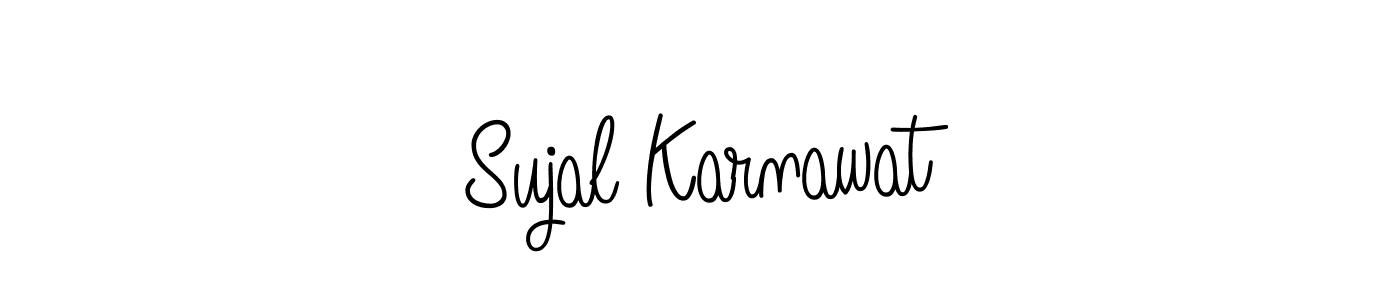 You should practise on your own different ways (Angelique-Rose-font-FFP) to write your name (Sujal Karnawat) in signature. don't let someone else do it for you. Sujal Karnawat signature style 5 images and pictures png