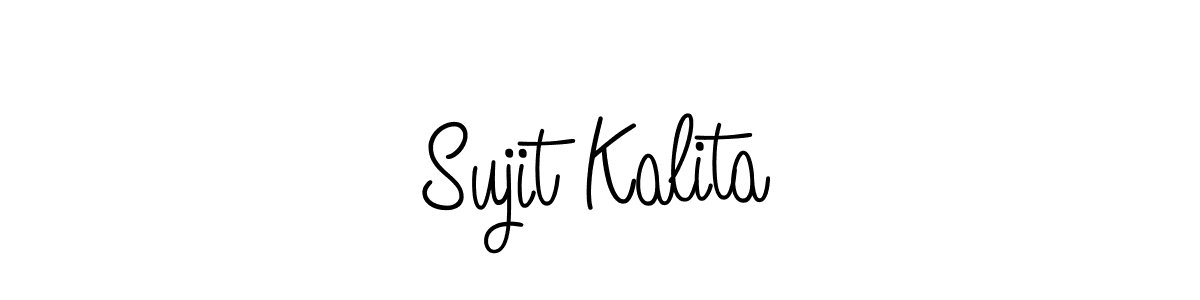 The best way (Angelique-Rose-font-FFP) to make a short signature is to pick only two or three words in your name. The name Sujit Kalita include a total of six letters. For converting this name. Sujit Kalita signature style 5 images and pictures png