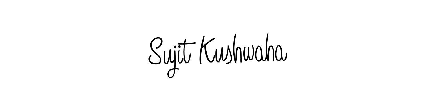 The best way (Angelique-Rose-font-FFP) to make a short signature is to pick only two or three words in your name. The name Sujit Kushwaha include a total of six letters. For converting this name. Sujit Kushwaha signature style 5 images and pictures png