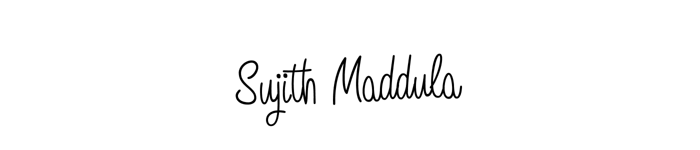 You should practise on your own different ways (Angelique-Rose-font-FFP) to write your name (Sujith Maddula) in signature. don't let someone else do it for you. Sujith Maddula signature style 5 images and pictures png