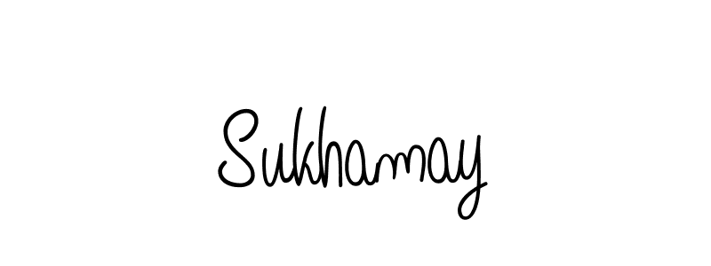 if you are searching for the best signature style for your name Sukhamay. so please give up your signature search. here we have designed multiple signature styles  using Angelique-Rose-font-FFP. Sukhamay signature style 5 images and pictures png