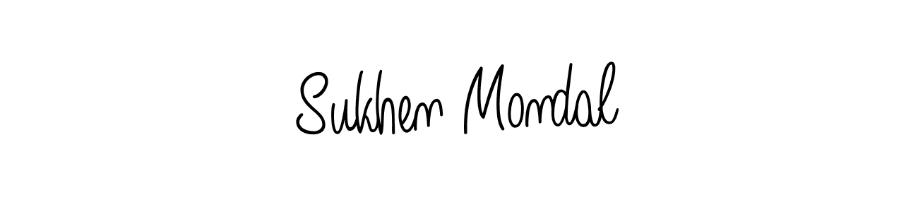 How to make Sukhen Mondal name signature. Use Angelique-Rose-font-FFP style for creating short signs online. This is the latest handwritten sign. Sukhen Mondal signature style 5 images and pictures png