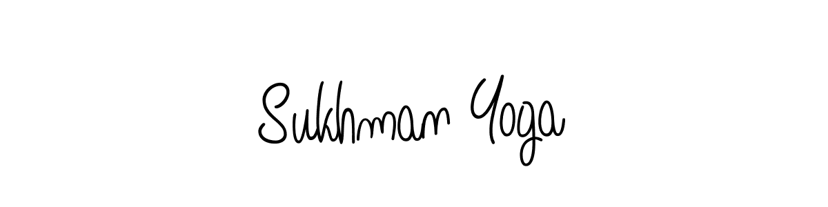 Make a beautiful signature design for name Sukhman Yoga. With this signature (Angelique-Rose-font-FFP) style, you can create a handwritten signature for free. Sukhman Yoga signature style 5 images and pictures png