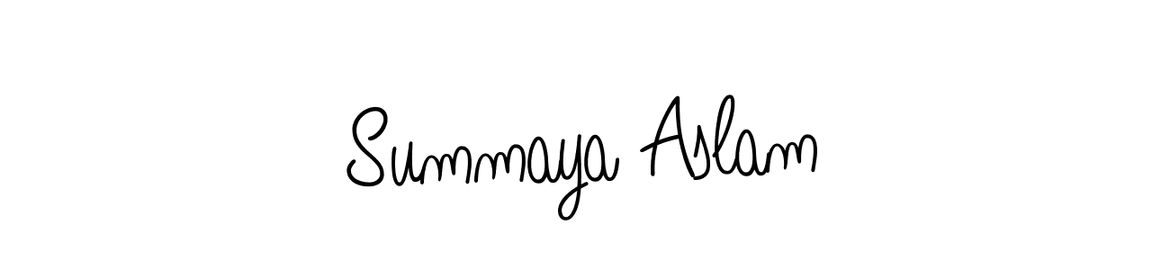 The best way (Angelique-Rose-font-FFP) to make a short signature is to pick only two or three words in your name. The name Summaya Aslam include a total of six letters. For converting this name. Summaya Aslam signature style 5 images and pictures png