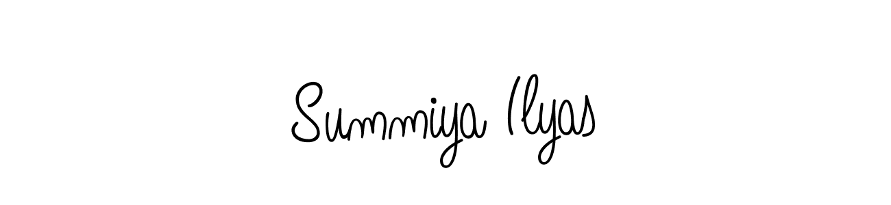 You should practise on your own different ways (Angelique-Rose-font-FFP) to write your name (Summiya Ilyas) in signature. don't let someone else do it for you. Summiya Ilyas signature style 5 images and pictures png