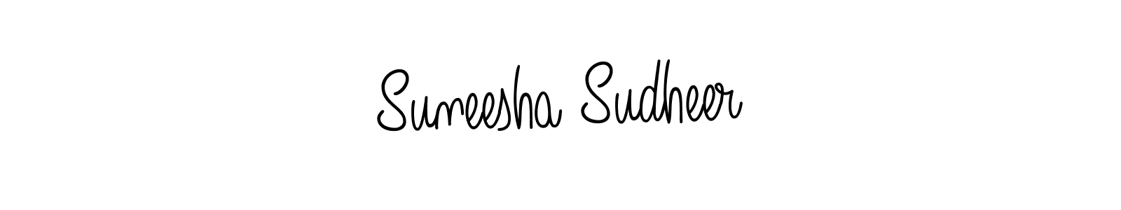 You should practise on your own different ways (Angelique-Rose-font-FFP) to write your name (Suneesha Sudheer) in signature. don't let someone else do it for you. Suneesha Sudheer signature style 5 images and pictures png