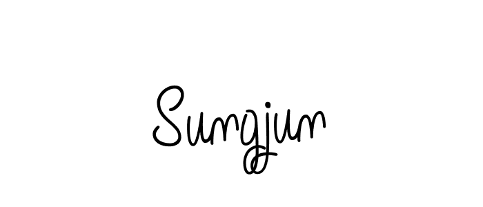 You should practise on your own different ways (Angelique-Rose-font-FFP) to write your name (Sungjun) in signature. don't let someone else do it for you. Sungjun signature style 5 images and pictures png